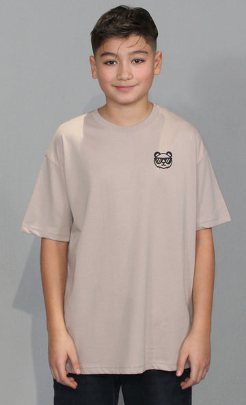 OVERSIZE LONG TEE KIDS - Beige Basic