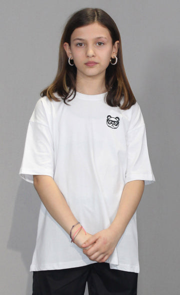 OVERSIZE LONG TEE KIDS - White Printed