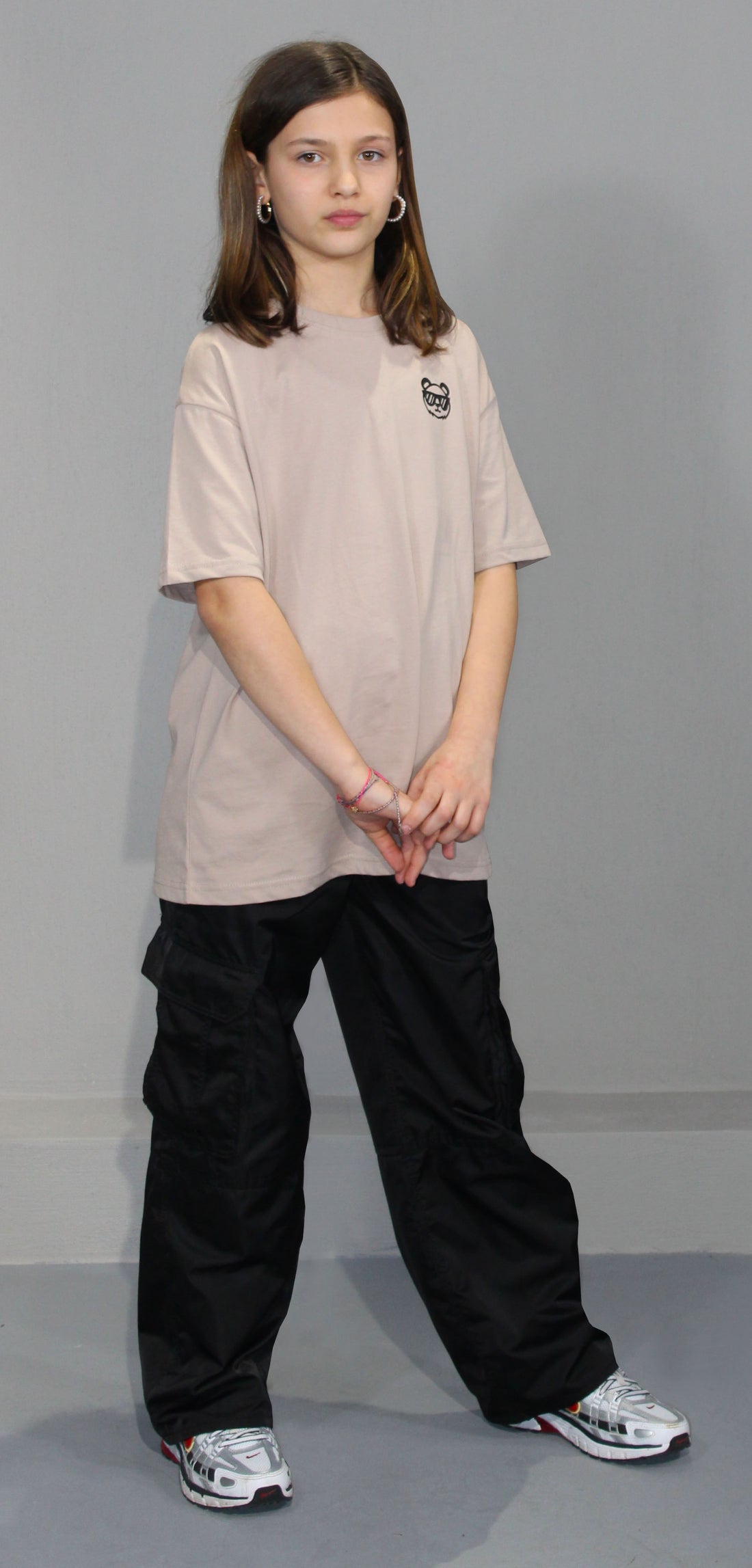 OVERSIZE LONG TEE KIDS - Beige Basic