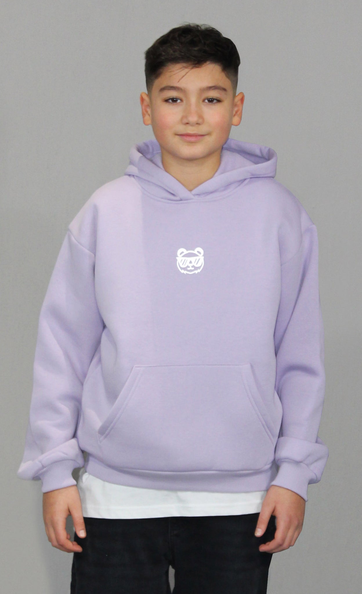 OVERSIZE HOODIE KIDS - Lilac Printed