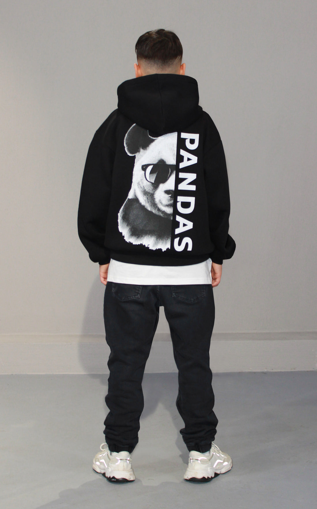 OVERSIZE HOODIE KIDS - Black Printed