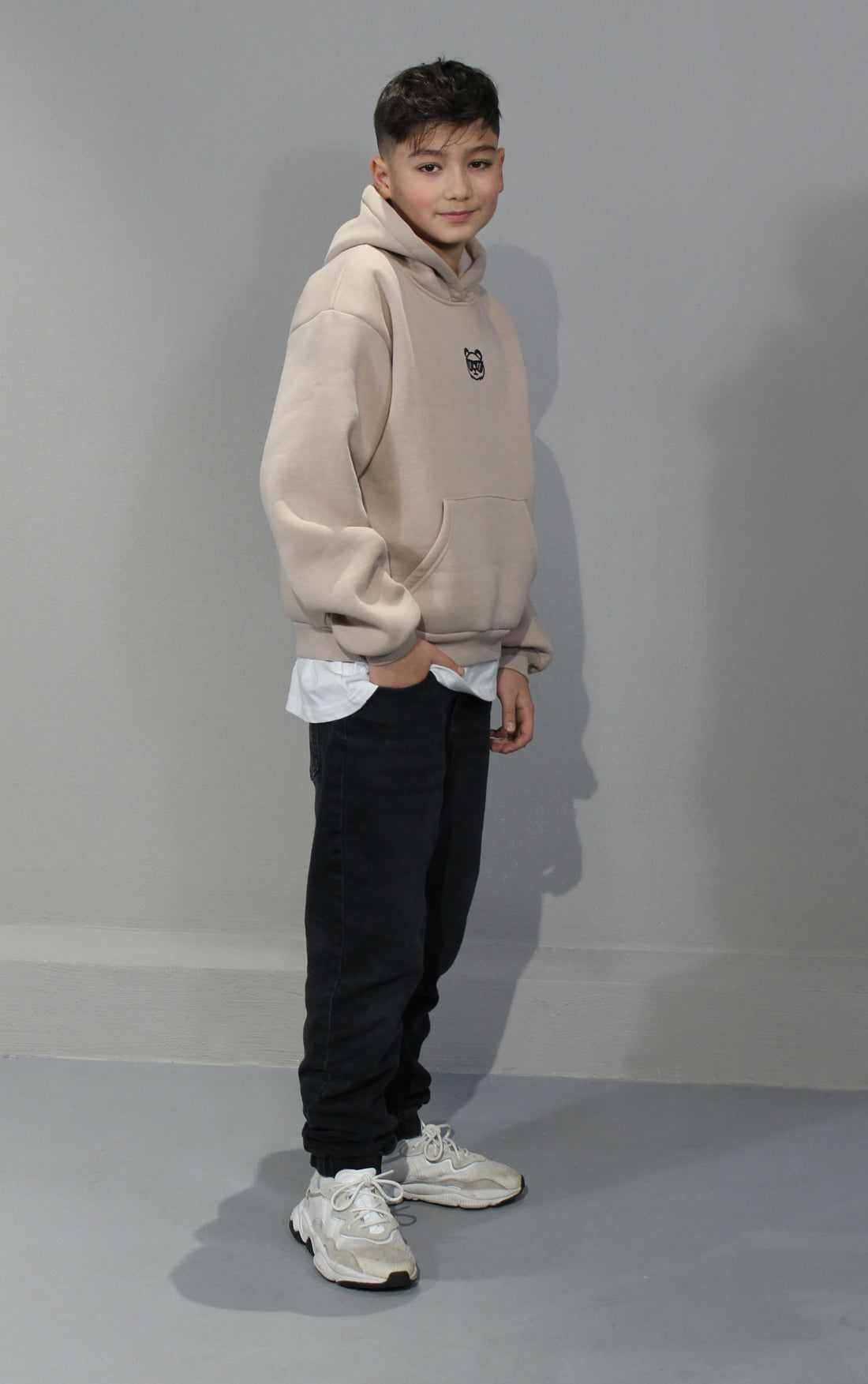 OVERSIZE HOODIE KIDS - Beige Basic